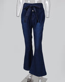 dasiuip Denim High Waist Bell-Bottom Jeans