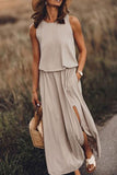 dasiuip Bohemian Sleeveless Side Slit Maxi Dress