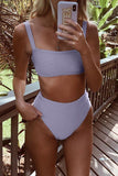 dasiuip Bandeau Basic Light Purple Bikini Set