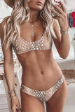 dasiuip Dot Print Light Camel Bikini Set ¡¤Presale