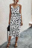 dasiuip V Neck Print Midi Dress With Belts(4 Colors)