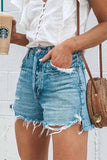 dasiuip Summer Loose Button Ripped Fringed Denim Shorts