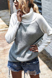 dasiuip Contrasting High Neck Solid Sweater