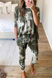 dasiuip Dark Tie Dye Comfortable Casual Set Two Pieces