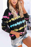 dasiuip Color Striped Print Casual Hoodie