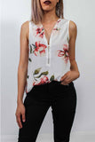 dasiuip Summer Fashion Zipper Design Floral Tank Top