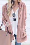 dasiuip Solid Color Plush Cap Long Sleeve Cardigan Coat