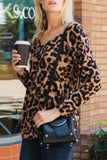 dasiuip Backless Leopard Print Long Sleeve Tops