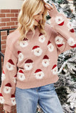 dasiuip Casual Loose Round Neck Santa Sweater