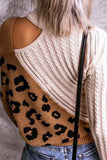 dasiuip Turtleneck Leopard Print Patchwork Cold Sweater