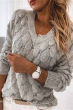 dasiuip Loose V-neck Feather Solid Color Sweater(5 Colors)