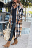 dasiuip Lapel Plaid Coat Tops