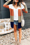 dasiuip Color-lump Patchwork Long Multicolor Cardigan