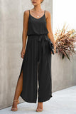 V-neck Strap Wide Leg Jumpsuit