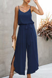 V-neck Strap Wide Leg Jumpsuit