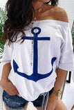 dasiuip Printed Off-Shoulder T-shirt