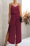 dasiuip V-neck Strap Wide Leg Jumpsuit