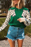 dasiuip Snow Leopard Design Knit Sweater