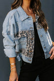 dasiuip Denim Leopard Patchwork Jacket